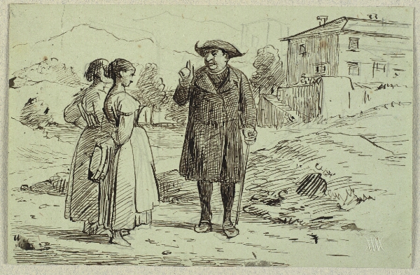 Wilhelm Marstrand, Italiensk scene med to kvinder og en pater