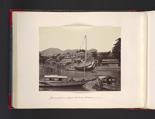 John Thomson, Japanese Junk and Boats in the Canal, Yokohama