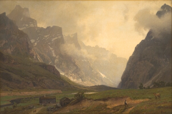 Hans Gude, Troldtinderne i Romsdalen; foden af Romsdalshorn til højre