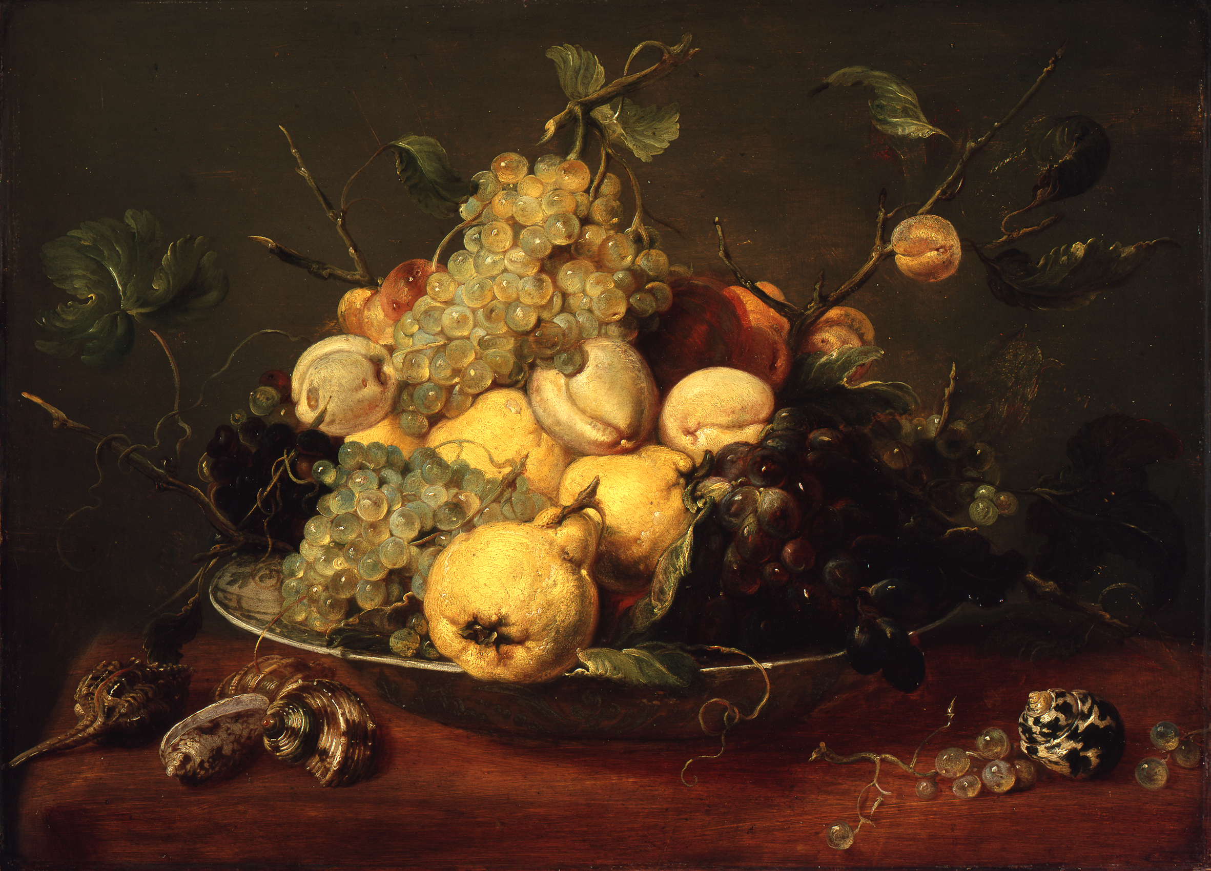 Frans Snyders, Still life with fruits in a porcelain bowl