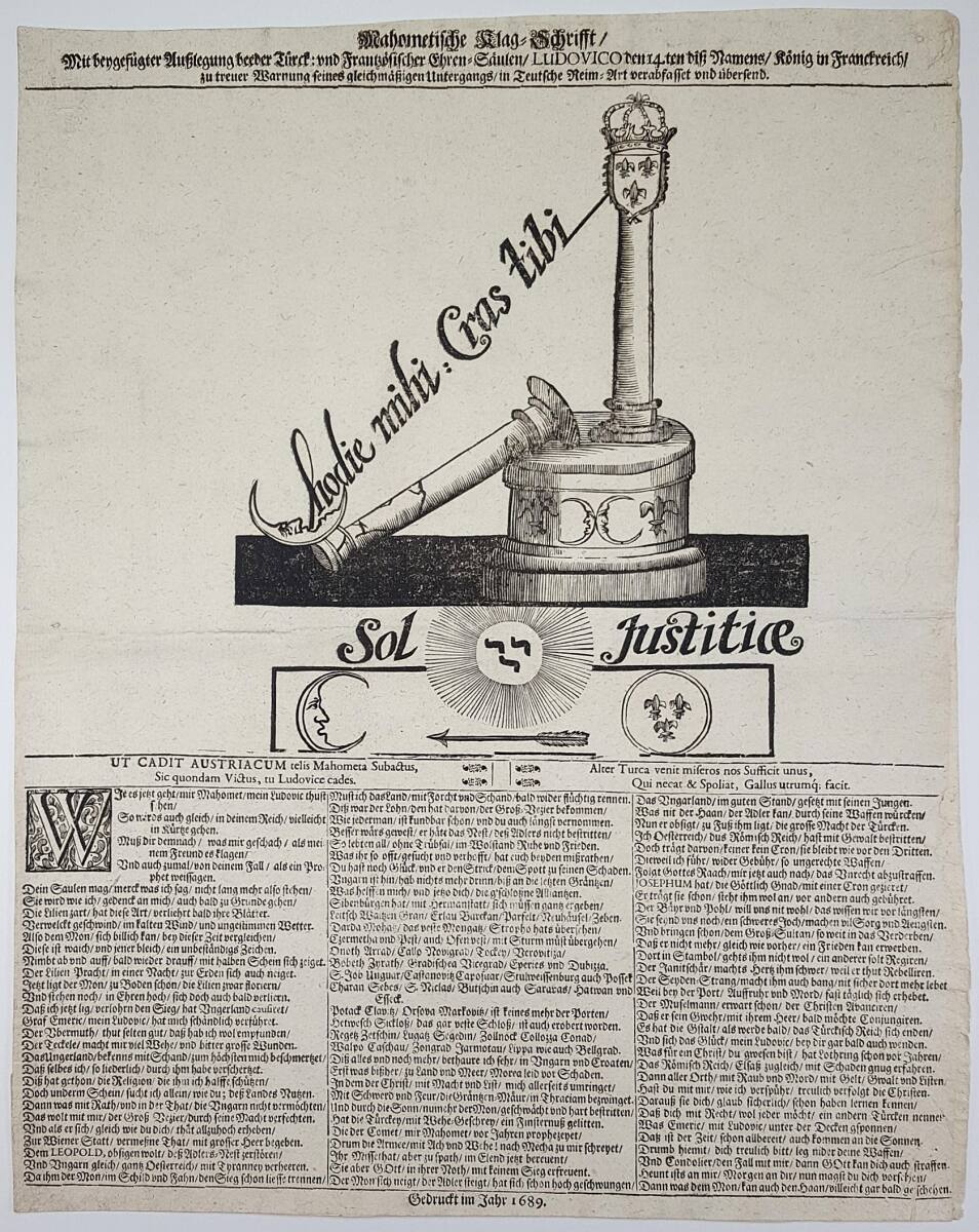 Anonym, Pro-kaiserliches Flugblatt mit illustrierter Symbolik gegen Frankreich und das Osmanische Reich