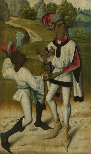 anonymous, King Balthasar, one of the Three Magi, and a Servant, fragment from An Adoration of the Magi