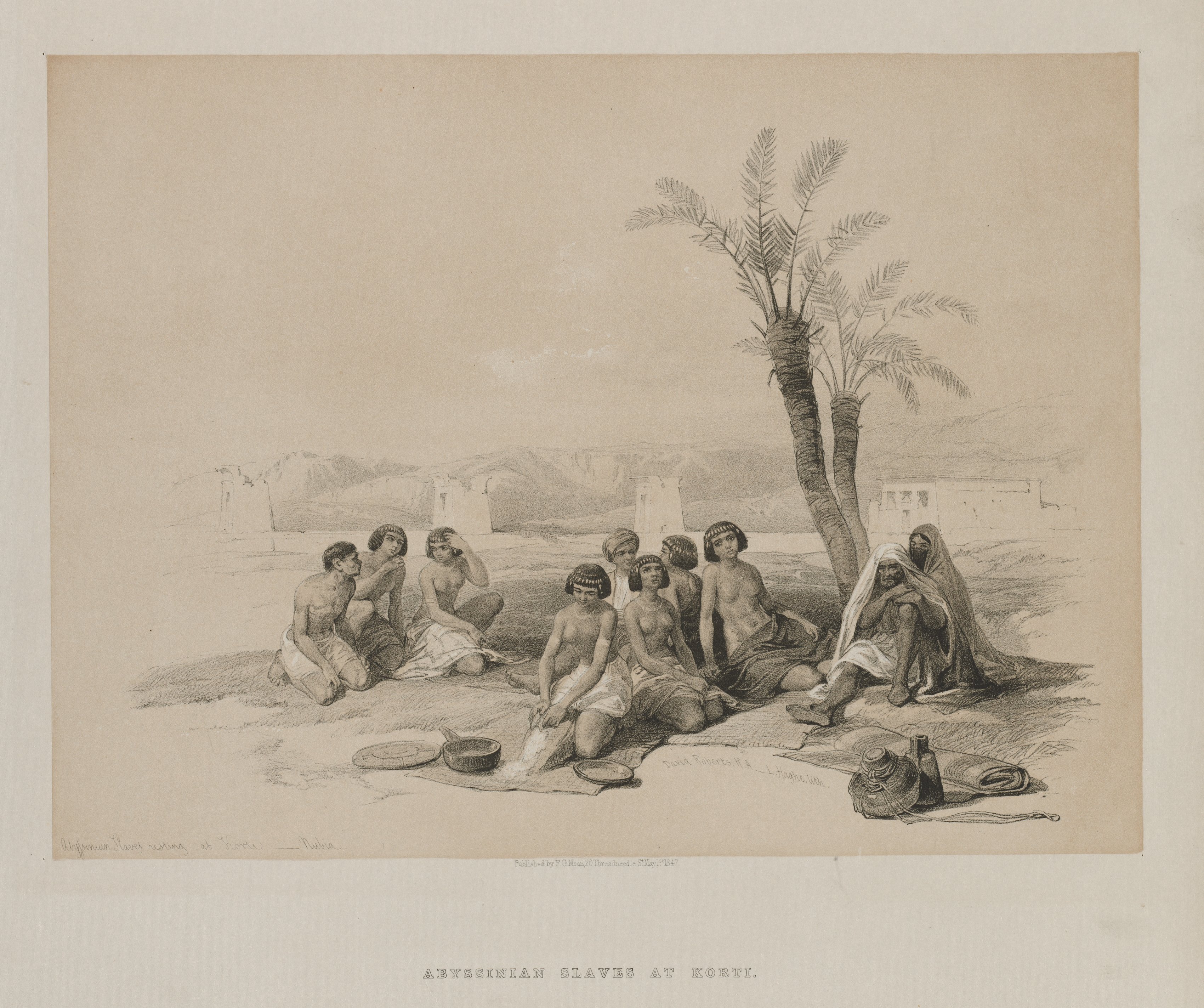 Louis Haghe, Egypt and Nubia, Volume I: Abyssinian Slaves Resting at Korti-Nubia
