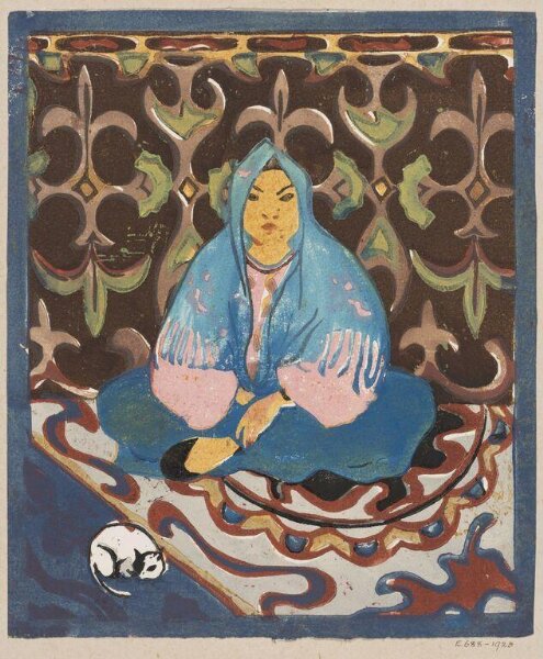 Unknown, Woman wearing a blue shawl