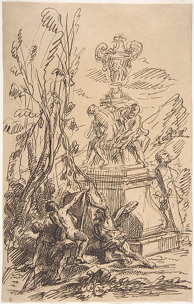 Martin Johann Schmidt, Three Men in a Landscape near Sculptures