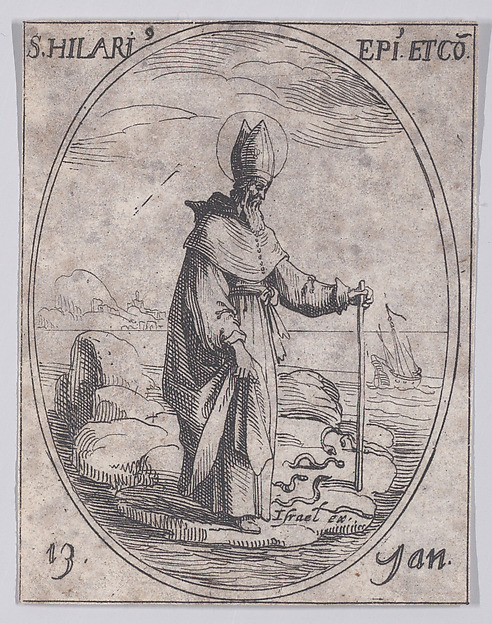 Jacques Callot, S. Hilaire, évêque et confesseur (St. Hilary, Bishop and Confessor), January 13th, from "Les Images De Tous Les Saincts et Saintes de L'Année" (Images of All of the Saints and Feast Days of the Year)