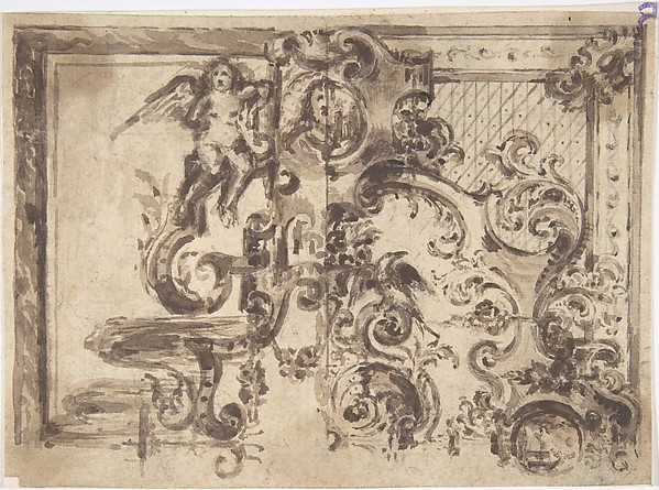 Anonymous, French, 19th century, Design for an Overmantel or Door with a Variant