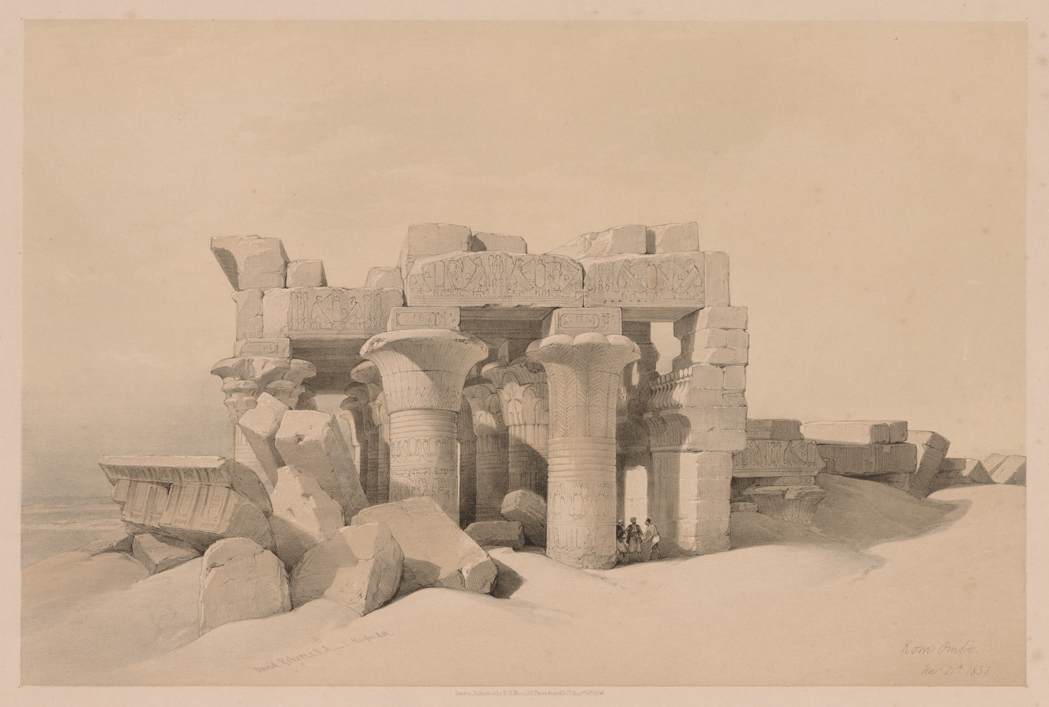 Louis Haghe, Egypt and Nubia:  Volume II - No. 42, Ruins of Kom Ombo