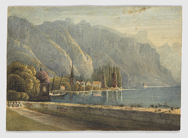 Anonymous, British, 19th century, View of Vevey on Lake Geneva