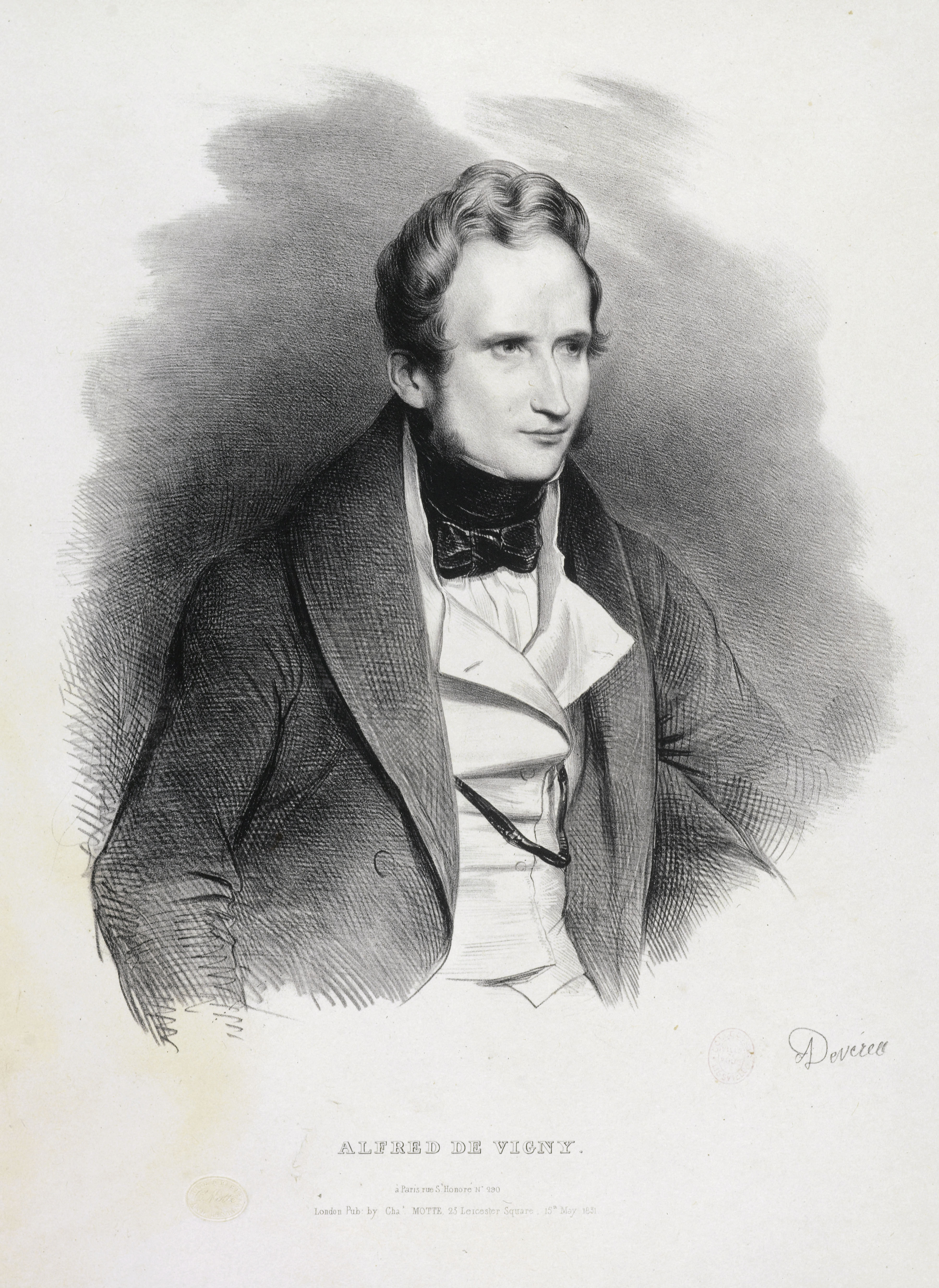 Achille Devéria, Portrait d'Alfred de Vigny (1797-1863), poète.