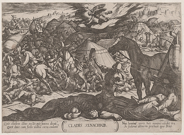 Antonio Tempesta, Plate 21: The Angel of the Lord Vanquishing the Army of Sennacherib, from "The Battles of the Old Testament"