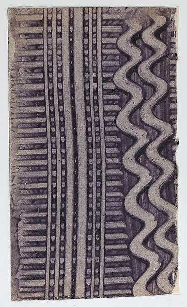 Anonymous, Purple paste paper with curved line and crisscross design