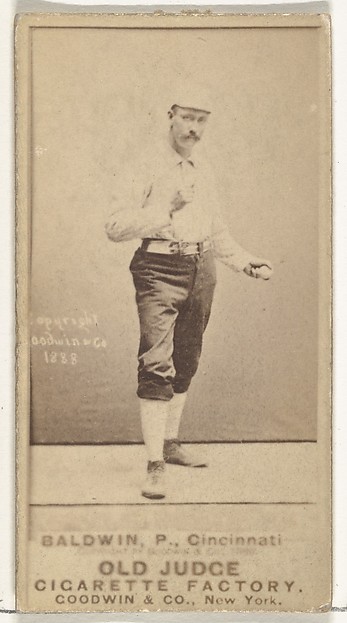 Goodwin & Company, Clarence Geoghan "Kid" Baldwin, Catcher, Cincinnati, from the Old Judge series (N172) for Old Judge Cigarettes