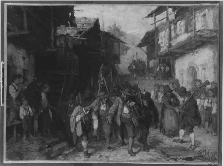 Franz Defregger, Das letzte Aufgebot (Ölskizze)