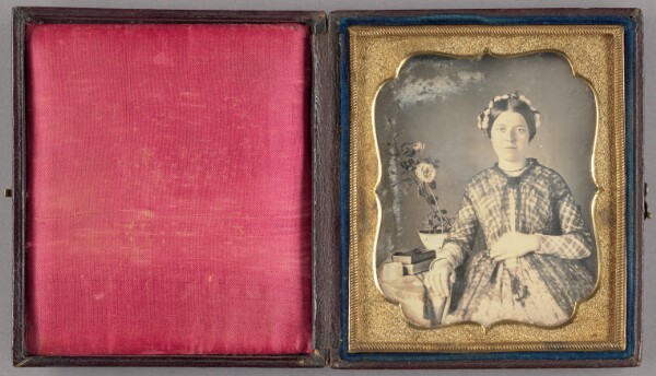 Unknown, [Portrait of a Seated Young Woman with Flower Head Band]