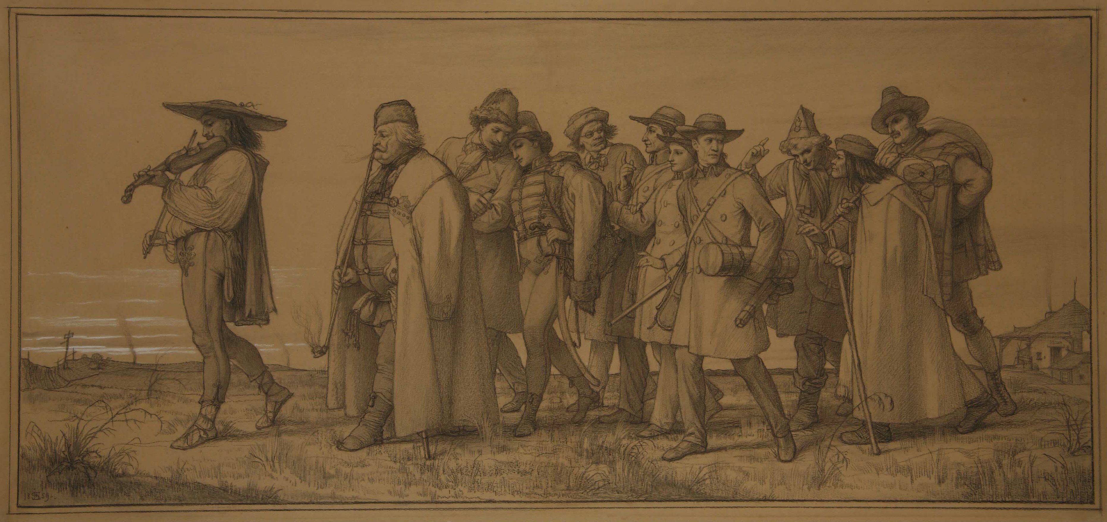 Edward von Steinle, Illustration zu Clemens Brentanos "Die mehreren Wehmüller und ungarischen Nationalgesichter"