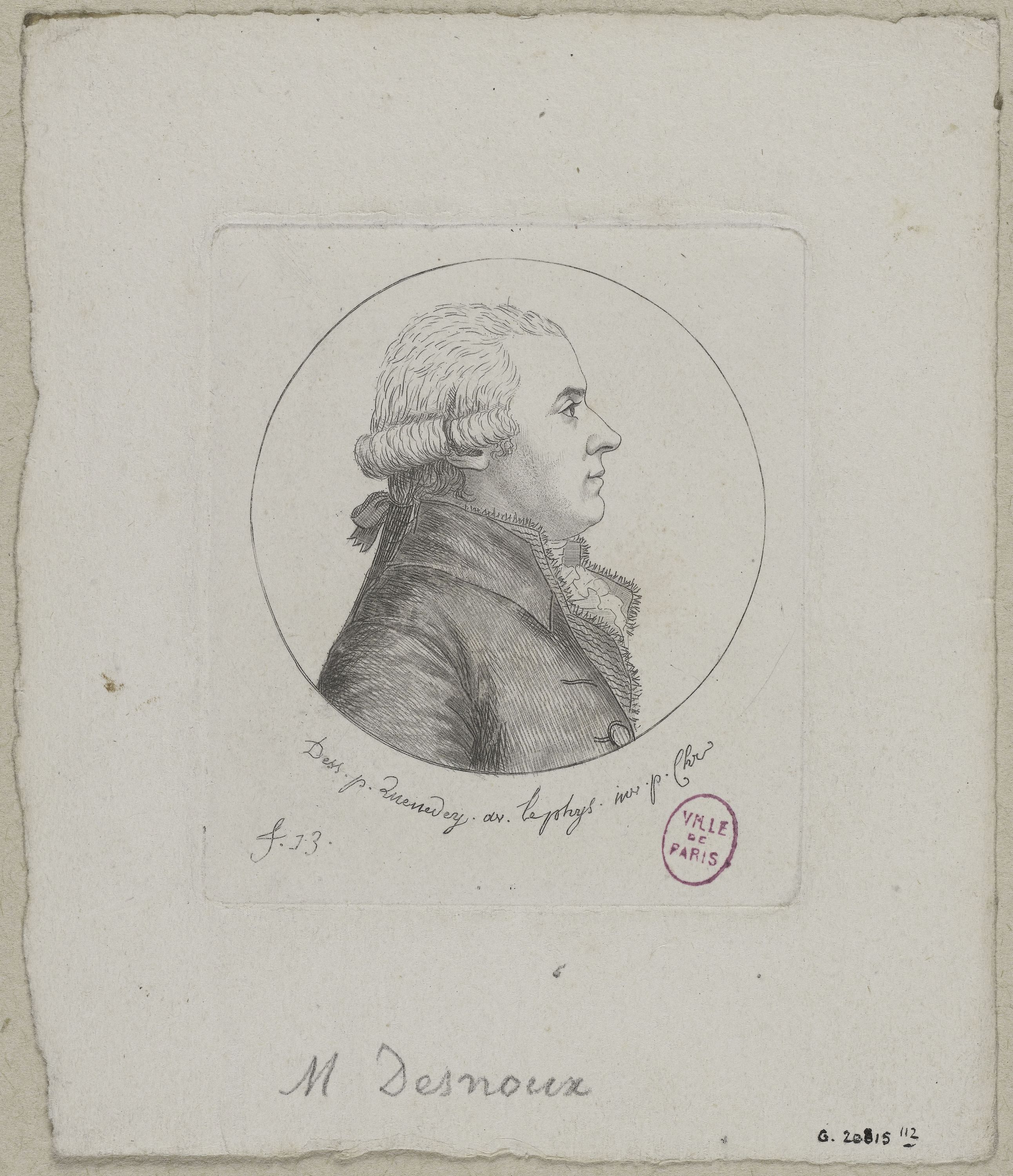 Edmé Quenedey, Portrait de Monsieur Desnoux