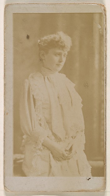 Kinney Brothers Tobacco Company, Actress in profile dressed in white gown, from the Actresses series (N245) issued by Kinney Brothers to promote Sweet Caporal Cigarettes