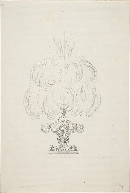 Anonymous, French, 18th century, Design for a Plumed Oil Lamp