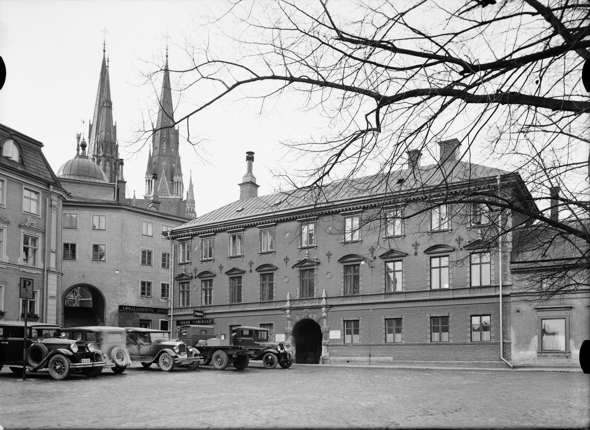 Paul Sandberg, Gillbergska huset, Fyristorg, Uppsala innan Genomfarten byggdes, februari 1934