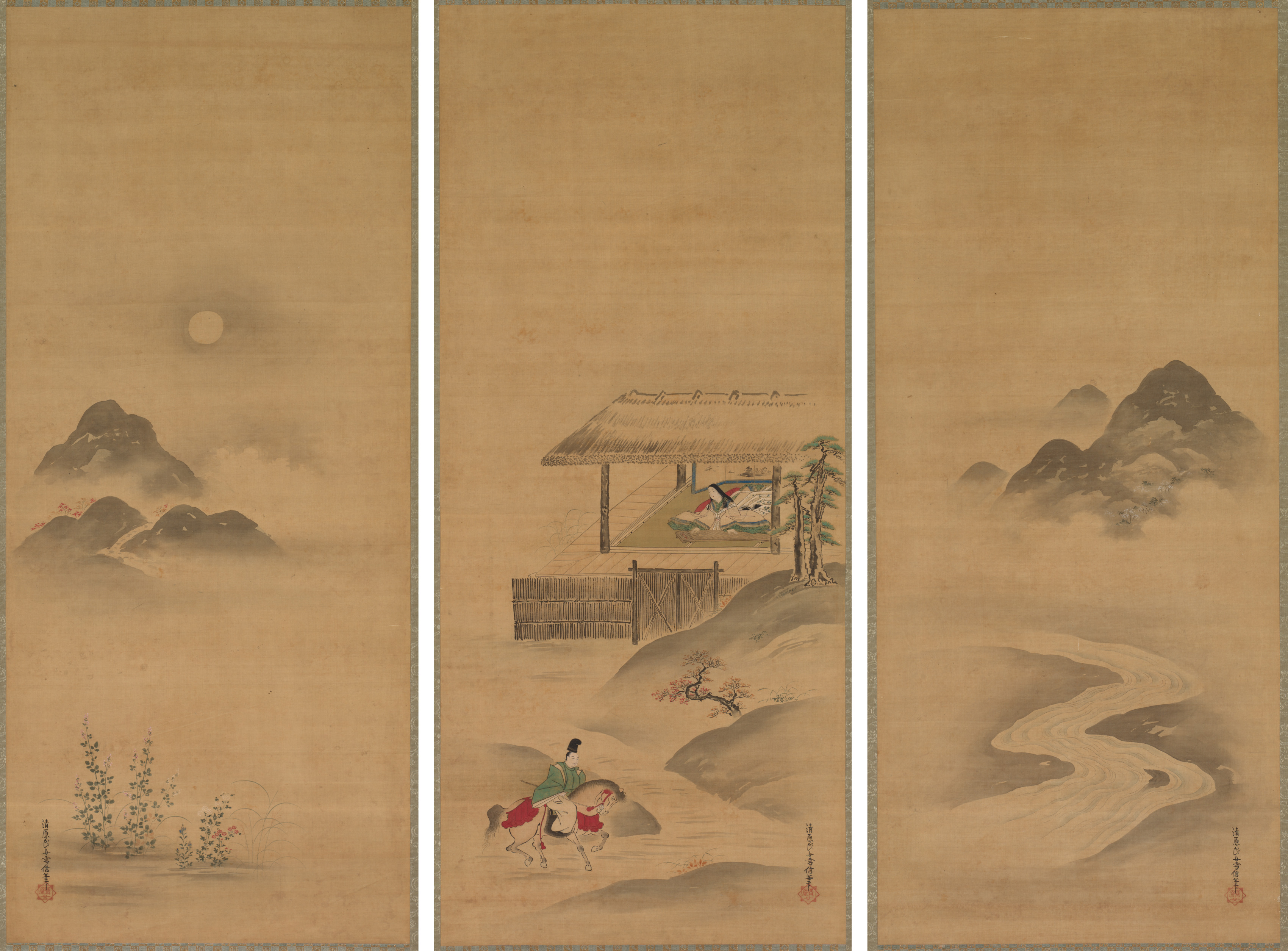 Kiyohara Yukinobu, Minamoto no Nakakuni Visits Lady Kogō
