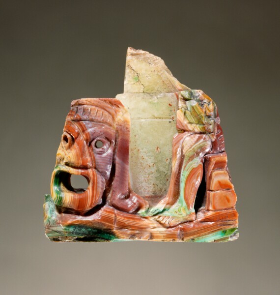 Unknown, Fragmentary cameo sculpture with a theatrical mask and seated figure
