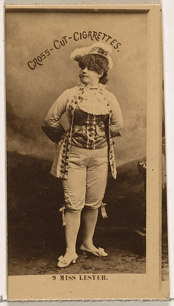 W. Duke, Sons & Co., Card Number 9, Miss Lester, from the Actors and Actresses series (N145-2) issued by Duke Sons & Co. to promote Cross Cut Cigarettes