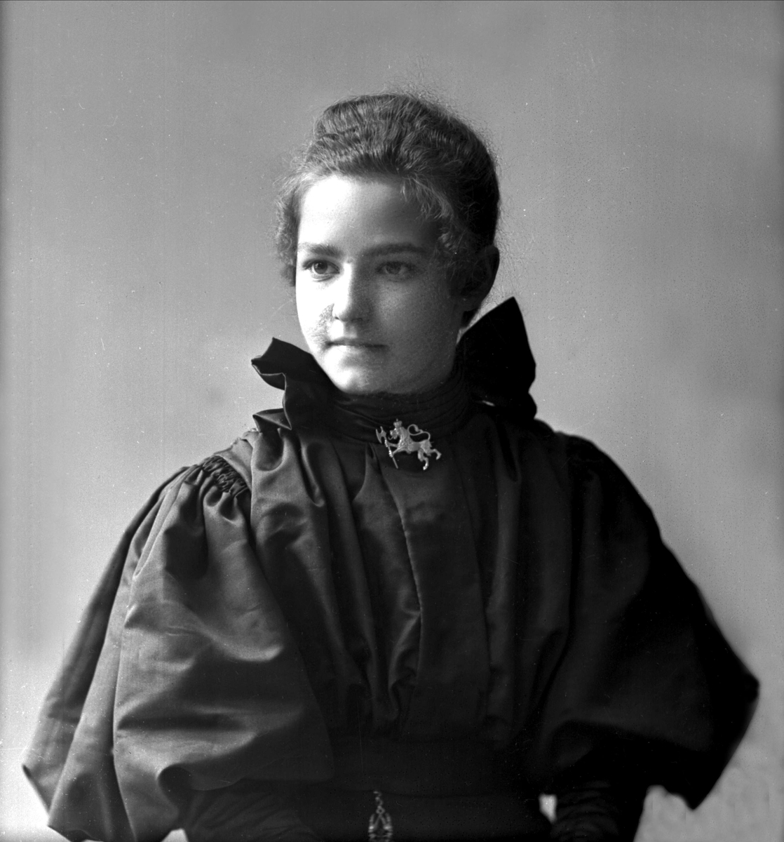 Gustav Borgen, Portrett, Kathinka Andvord i svart drakt, smykke formet som den norske løve i halsen.