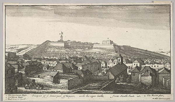 Wenceslaus Hollar, Prospect of the inner part of Tangier, with the upper Castle, from South-East, from "Views of Tangier"