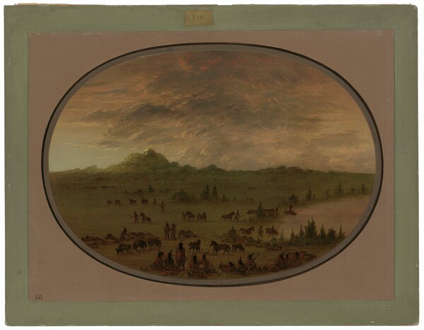 George Catlin, Bivouac of a Sioux War Party at Sunrise