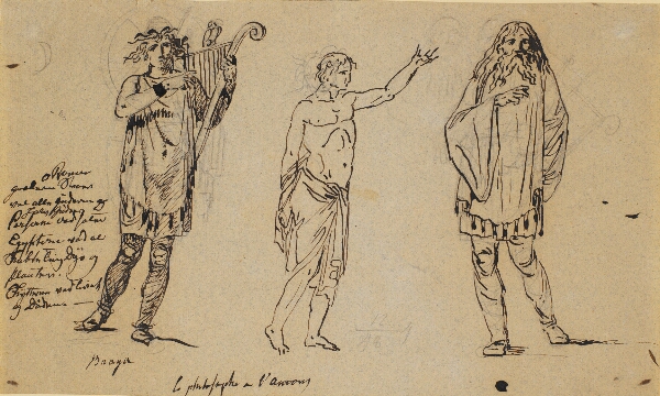 Nicolai Abildgaard, Tre mandsfigurer. Den t.v. ligner Braga-figuren på forgående blad