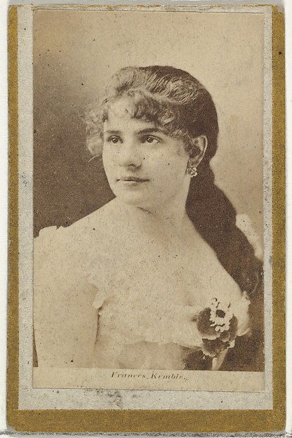 Allen & Ginter, Frances Kemble, from the Actresses and Celebrities series (N60, Type 2) promoting Little Beauties Cigarettes for Allen & Ginter brand tobacco products