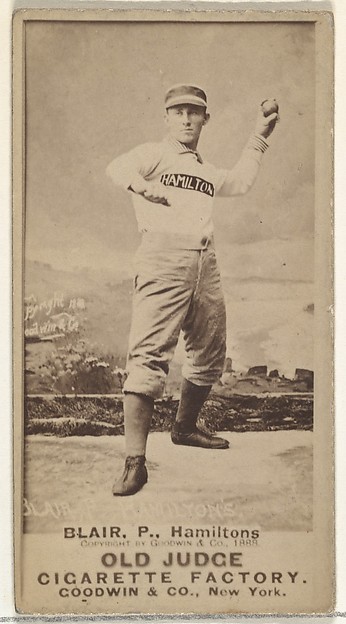 Goodwin & Company, William Ellsworth "Bill" Blair, Pitcher, Hamilton Hams, from the Old Judge series (N172) for Old Judge Cigarettes