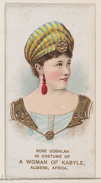 W. Duke, Sons & Co., Rose Coghlan in Costume of a Woman of Kabyle, Algiers, Africa, from the set Actors and Actresses, First Series (N70) for Duke brand cigarettes