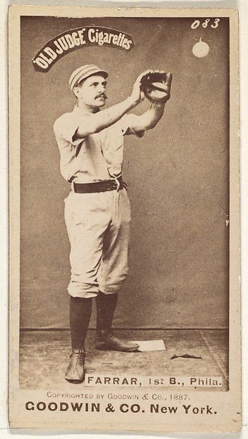 Goodwin & Company, Sidney Douglas Farrar, 1st Base, Philadelphia, from the Old Judge series (N172) for Old Judge Cigarettes