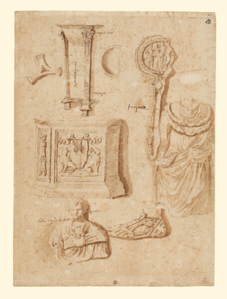 Nicolas Poussin, Studies of Antiquities (recto); Studies of Antiquities (verso)