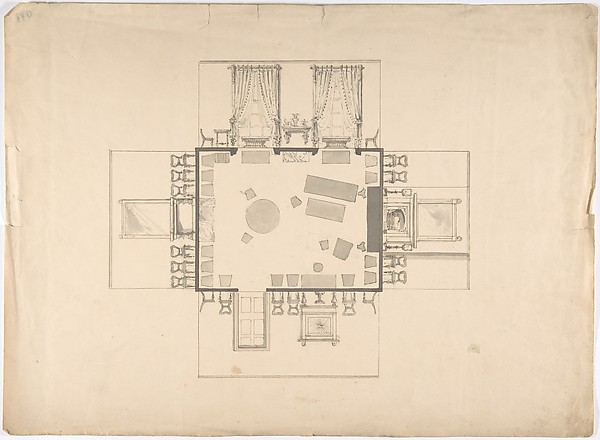 Anonymous, British, 19th century, Plan and Elevations of a Room