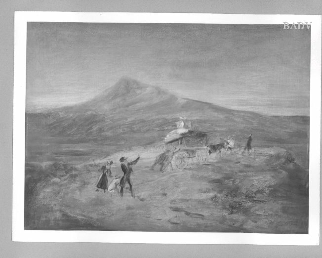Carl Spitzweg, sketch for a landscape with carriage