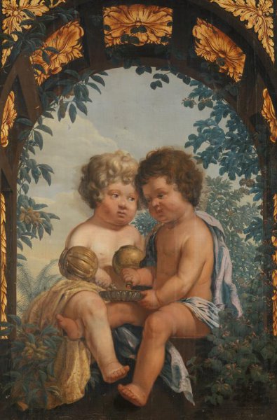 anonymous, Christian Allegory with two Children both Pouring from a Carafe into a Bowl