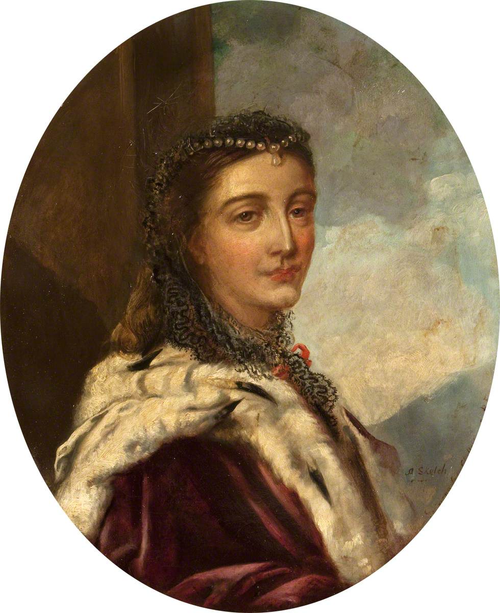 Rebecca Dulcibella Orpen, Henrietta Georgiana Marcia Lascelles Iremonger, Lady Chatterton (1806–1876), seated in an interior at Baddesley Clinton