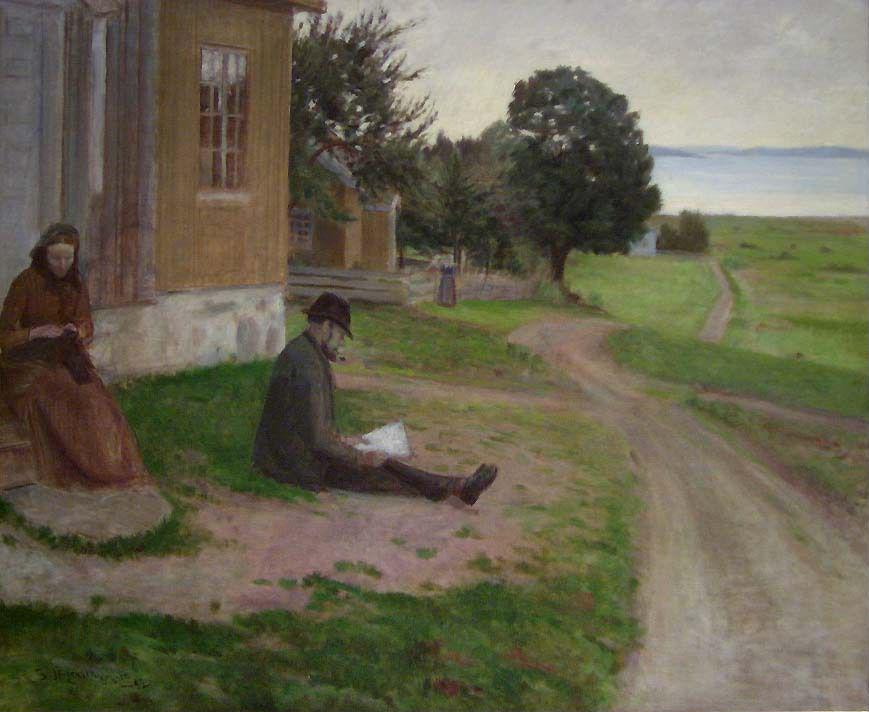 Sven Jørgensen, An old Couple outside their Home