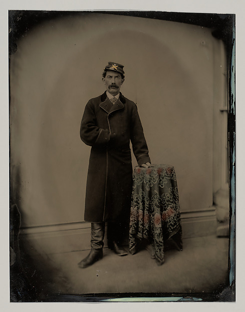 Unknown, [Union Civil War Soldier, in Studio, Standing by Table]