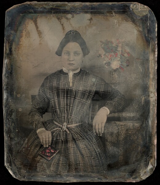 Unknown, [Portrait of a Seated Woman Holding a Book or Cased Object]