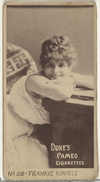 W. Duke, Sons & Co., Card Number 50, Frankie Kimble, from the Actors and Actresses series (N145-4) issued by Duke Sons & Co. to promote Cameo Cigarettes