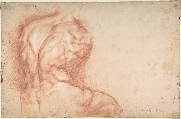 Peter Paul Rubens, The Virgin Adored by Saints (recto); Study of the Torso Belvedere (verso)
