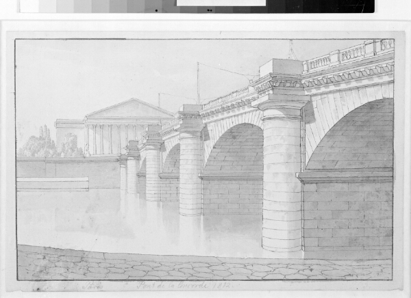 C.W. Eckersberg, Pont de la Concorde, set fra Quai des Tuilleries mod Palais-Bourbon, Paris