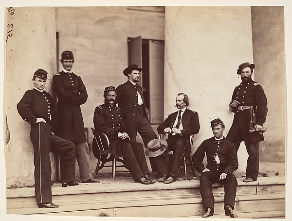 Alexander Gardner, Brigadier General Gustavus A. DeRussy and Staff on Steps of Arlington House, Arlington, Virginia