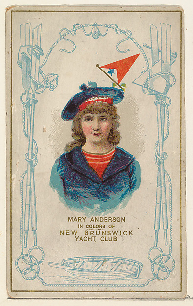 W. Duke, Sons & Co., Mary Anderson in Colors of New Brunswick Yacht Club, from the Yacht Colors of the World series (N140) issued by Duke Sons & Co. to promote Honest Long Cut Tobacco