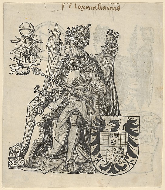 Hans Burgkmair, Recto of a Sheet with Maximilian, from "The Genealogy of Emperor Maximilian I"