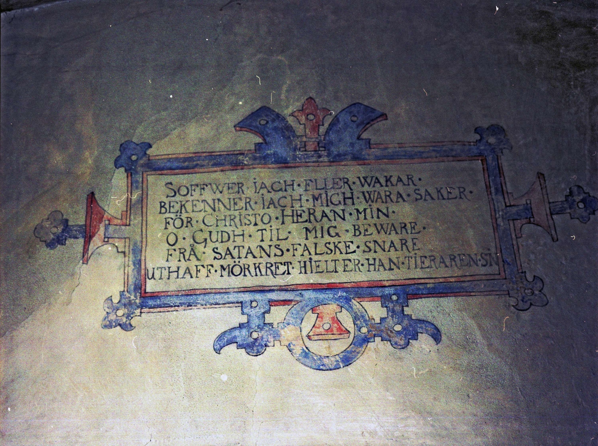 Tommy Arvidson, Text på vägg i Erik XIV:s fängelse, Örbyhus slott, Vendels socken, Uppland 1994
